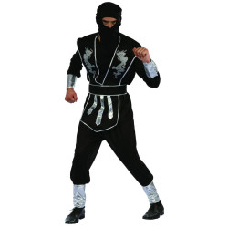 Déguisement ninja noir et argenté homme Jadeo