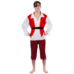 Déguisement pirate rouge et blanc homme Jadeo