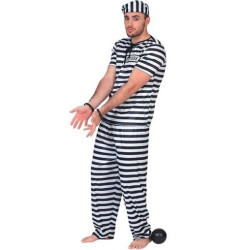 Déguisement prisonnier noir et blanc homme Jadeo