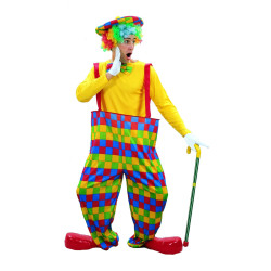 Déguisement clown à  carreaux colorés homme Jadeo