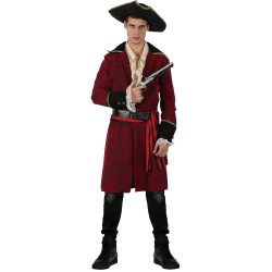 Déguisement pirate chic rouge et noir homme Jadeo
