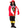 Déguisement mousquetaire rouge et noir homme Jadeo