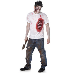 Déguisement zombie avec côtes en latex homme Jadeo