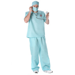 Déguisement et accessoires docteur chirurgien homme bleu Jadeo