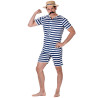 Déguisement Maillot de bain rétro rayé bleu et blanc homme Jadeo