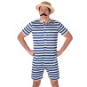 Déguisement Maillot de bain rétro rayé bleu et blanc homme Jadeo