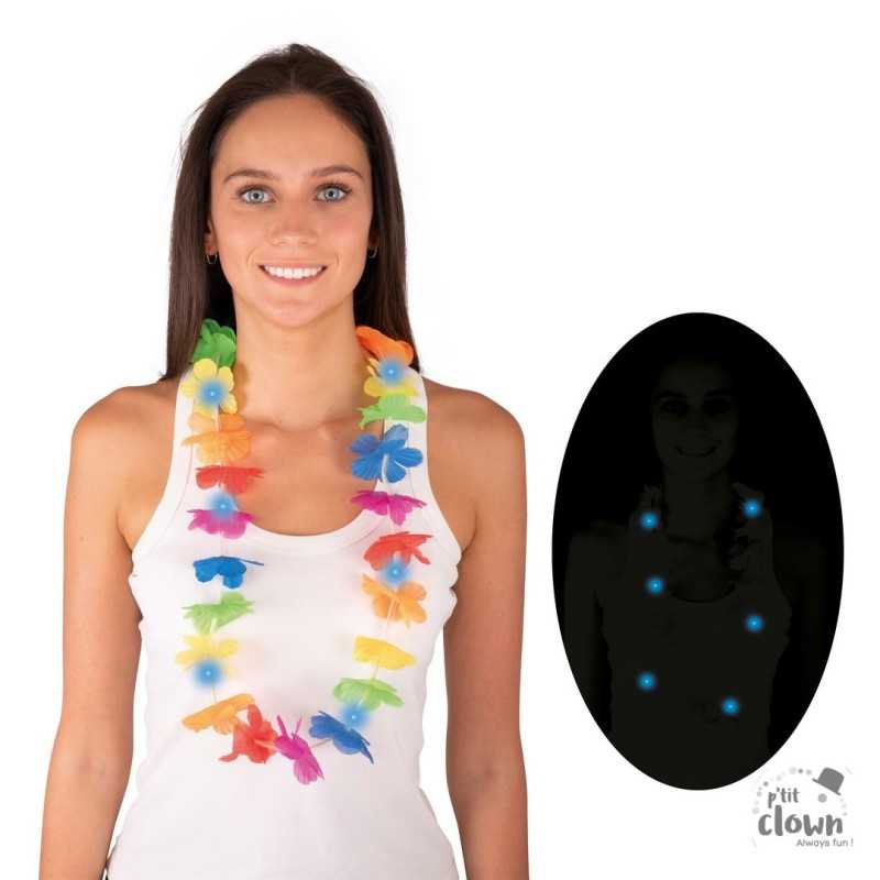 Collier Hawaïen Lumineux Multicolore 50 cm