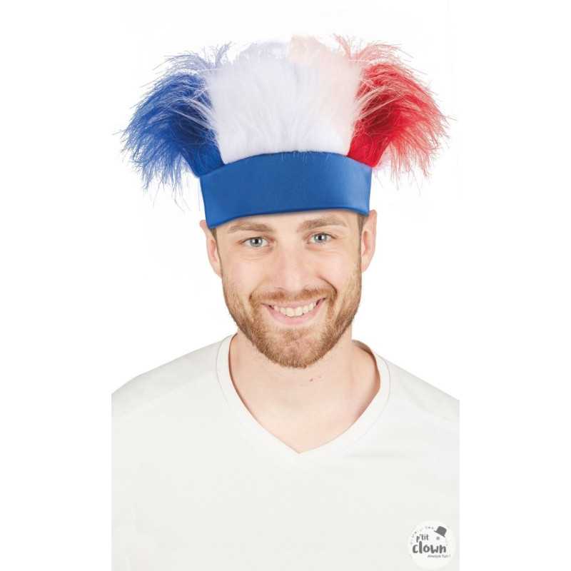 Bandeau avec Cheveux Bleu Blanc Rouge