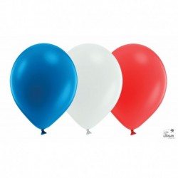 Ballon  30 cm Bleu Blanc Rouge - Lot de 12