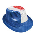 Chapeau Borsalino à Sequins Bleu Blanc Rouge