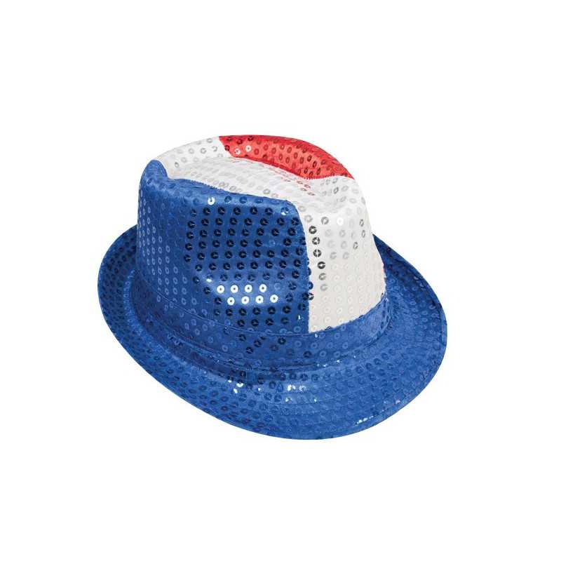 Chapeau Borsalino à Sequins Bleu Blanc Rouge