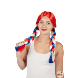 Perruque Tresses Bleu Blanc Rouge PtitClown