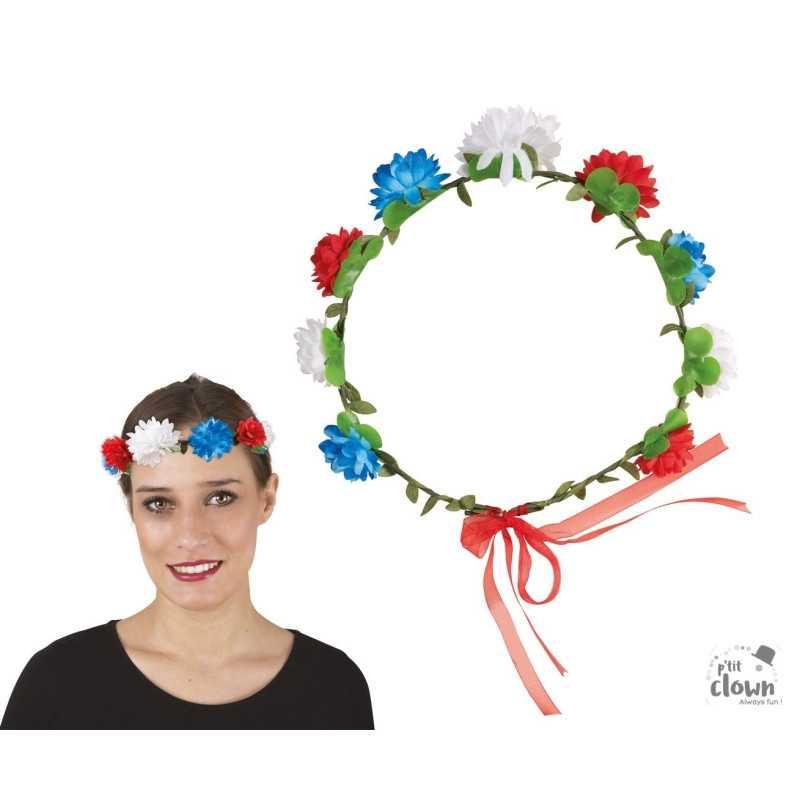 Couronne de Fleurs Bleu Blanc Rouge