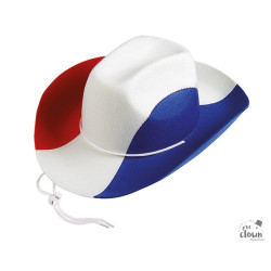 Chapeau de Cowboy Bleu Blanc Rouge Feutre Adulte