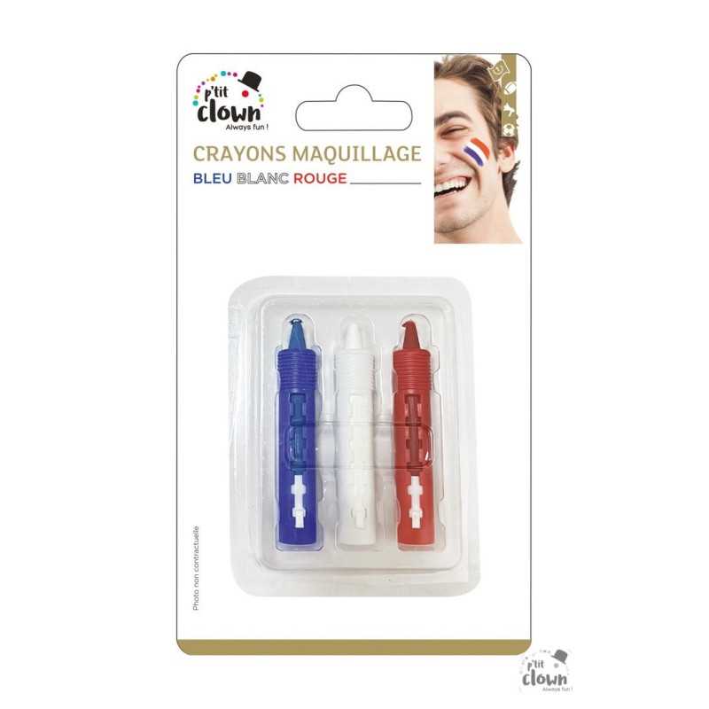 Crayon Maquillage à l'Eau Bleu Blanc Rouge - Lot de 3