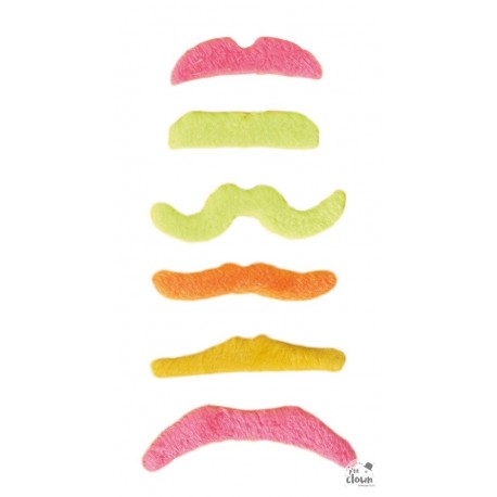 Moustaches Fluo - Lot de 6