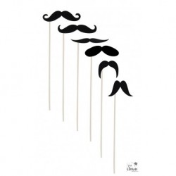 Photobooth Moustaches Noires - Lot de 6