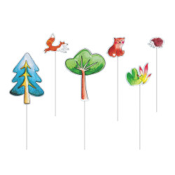 Pique à gâteau  animaux de la forêt  lot de 6 Cam et Léon