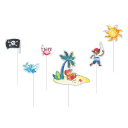 Pique à gâteau  pirates  lot de 6 Cam et Léon