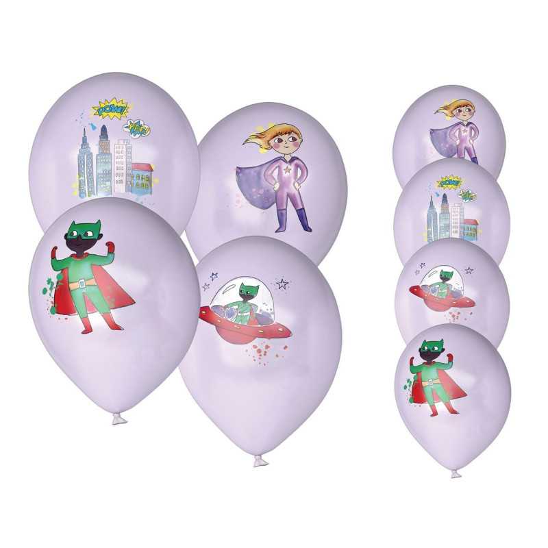 Ballon Ø 30 cm  super héros  lot de 8