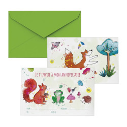 Carton invitation  animaux de la forêt  lot de 8 Cam et Léon