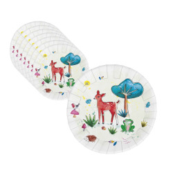 Assiette Ø 23 cm  animaux de la forêt  lot de 8 Cam et Léon