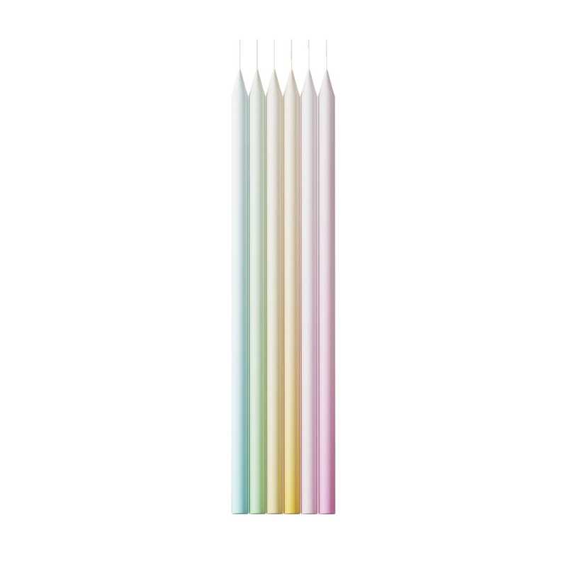 Bougie ombrée  arcenciel  15,3cm  lot de 24