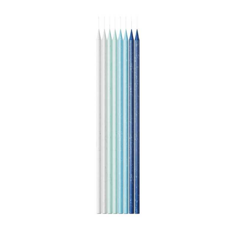 Bougie pailletée  bleus  14,5cm  lot de 24