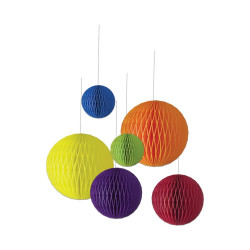 Boule alvéolée à suspendre  multicolore  lot de 6 Cam et Léon