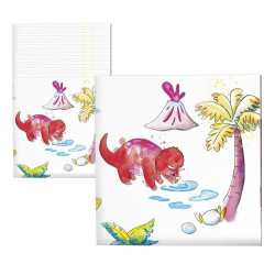 Serviette  dinosaures  lot de 20 Cam et Léon