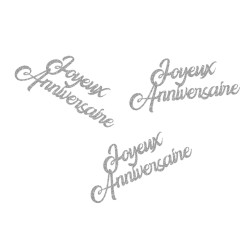Confettis à paillettes Joyeux Anniversaire  argent  lot de 30 PtitClown