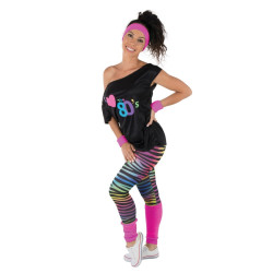 Set legging années 80  rose fluo  adulte  taille unique PtitClown