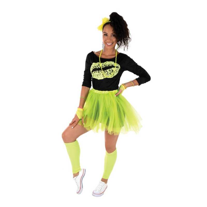 Set tutu années 80  jaune fluo  adulte  taille unique