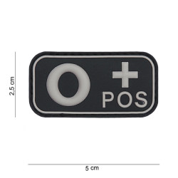 Patch 3D PVC Groupe Sanguin O + Positif Noir