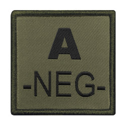 Patch Groupe Sanguin Brodé sur tissu noir A10 Equipement -  Patch militaire TOE Concept