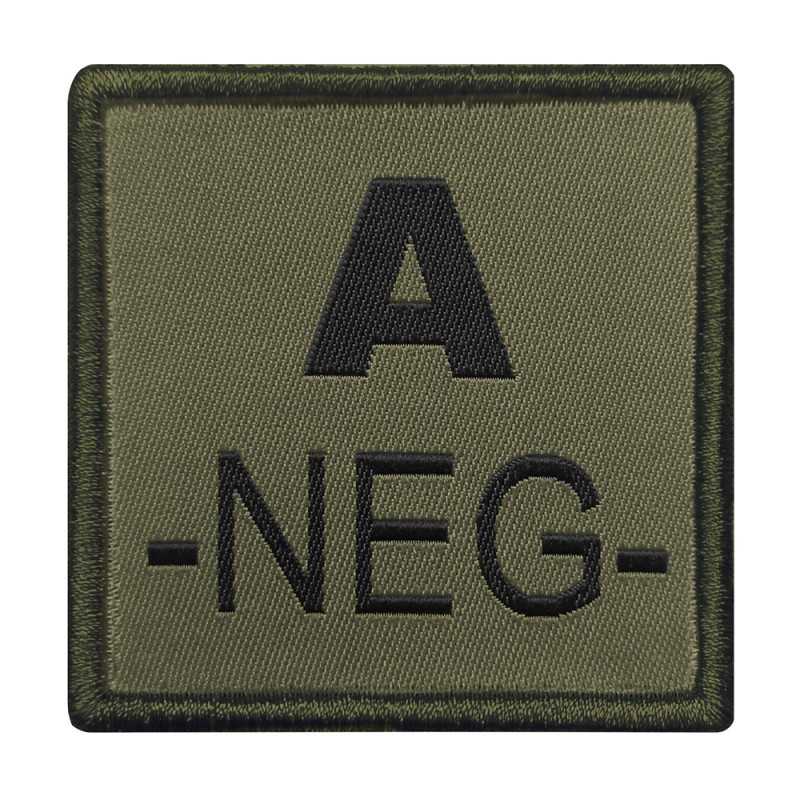 Patch Groupe Sanguin Brodé sur tissu noir A10 Equipement -  Patch militaire TOE Concept