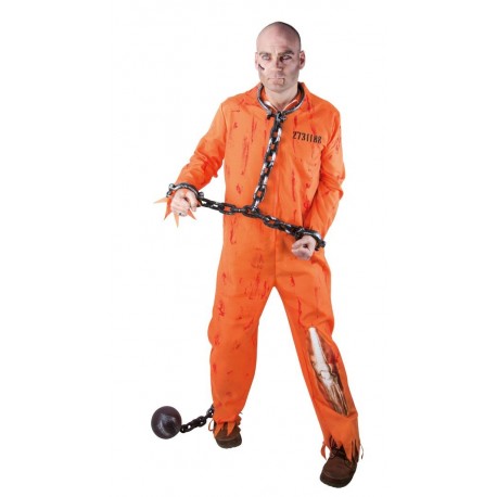 Déguisement Prisonnier Zombie Adulte Orange  - Costume Prisonnier Zombie Homme Halloween The Duck
