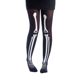 Collant Noir Squelette Femme - Accessoire Déguisement Squelette Halloween