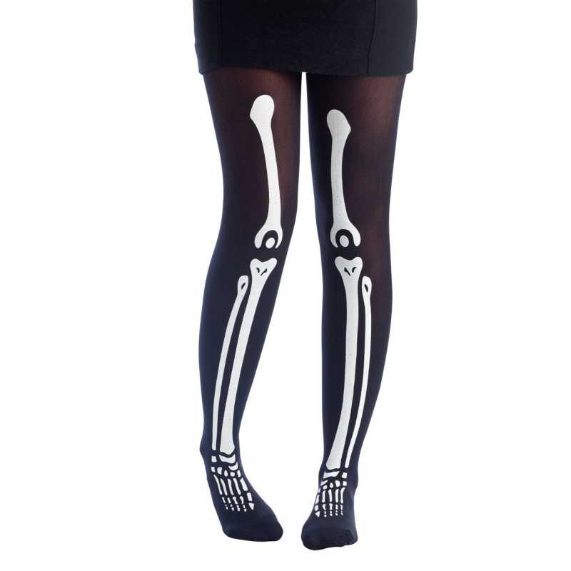 Collant Noir Squelette Femme - Accessoire Déguisement Squelette Halloween