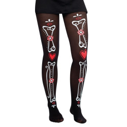 Collants Noir de Squelette Dia de los Muertos Femme