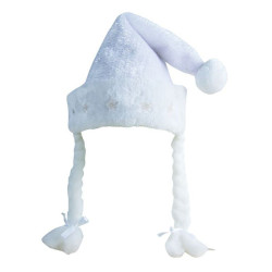 Bonnet de Mère-Noël Blanc Lumineux effet Peluche Adulte