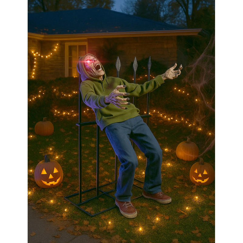 D√©coration Anim√©e Zombie Empal√© Sonore et Lumineux 140 cm  