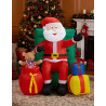 D√©coration anim√©e gonflable P√®re No√´l assis avec cadeaux 122 cm  
