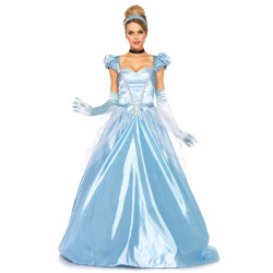 D√©guisement princesse robe bleu satin√© femme  