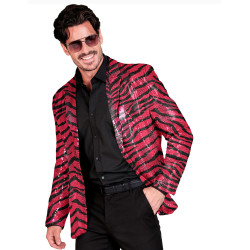 Veste de costume √† sequins z√©br√©e rose adulte  