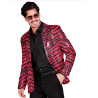 Veste de costume √† sequins z√©br√©e rose adulte  