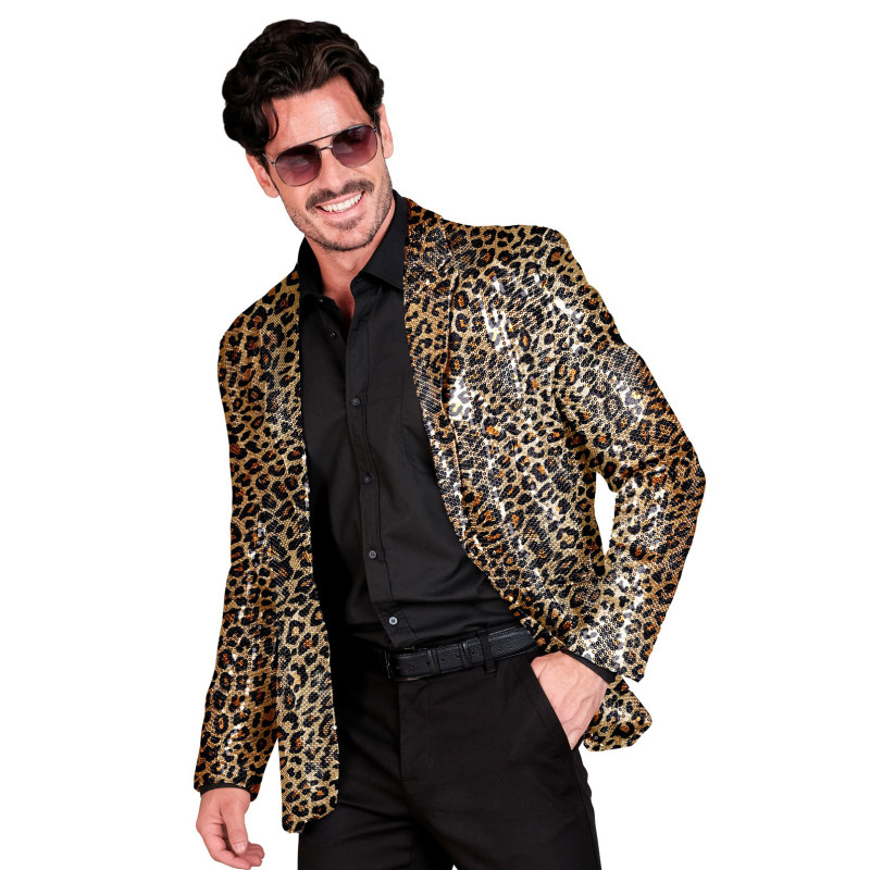 Veste de costume √† sequins l√©opard adulte  
