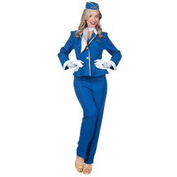 D√©guisement h√¥tesse de l'air bleue luxe femme  