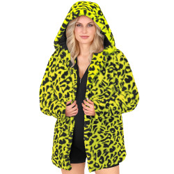Veste √† capuche l√©opard jaune adulte  
