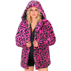 Veste √† capuche l√©opard rose adulte  